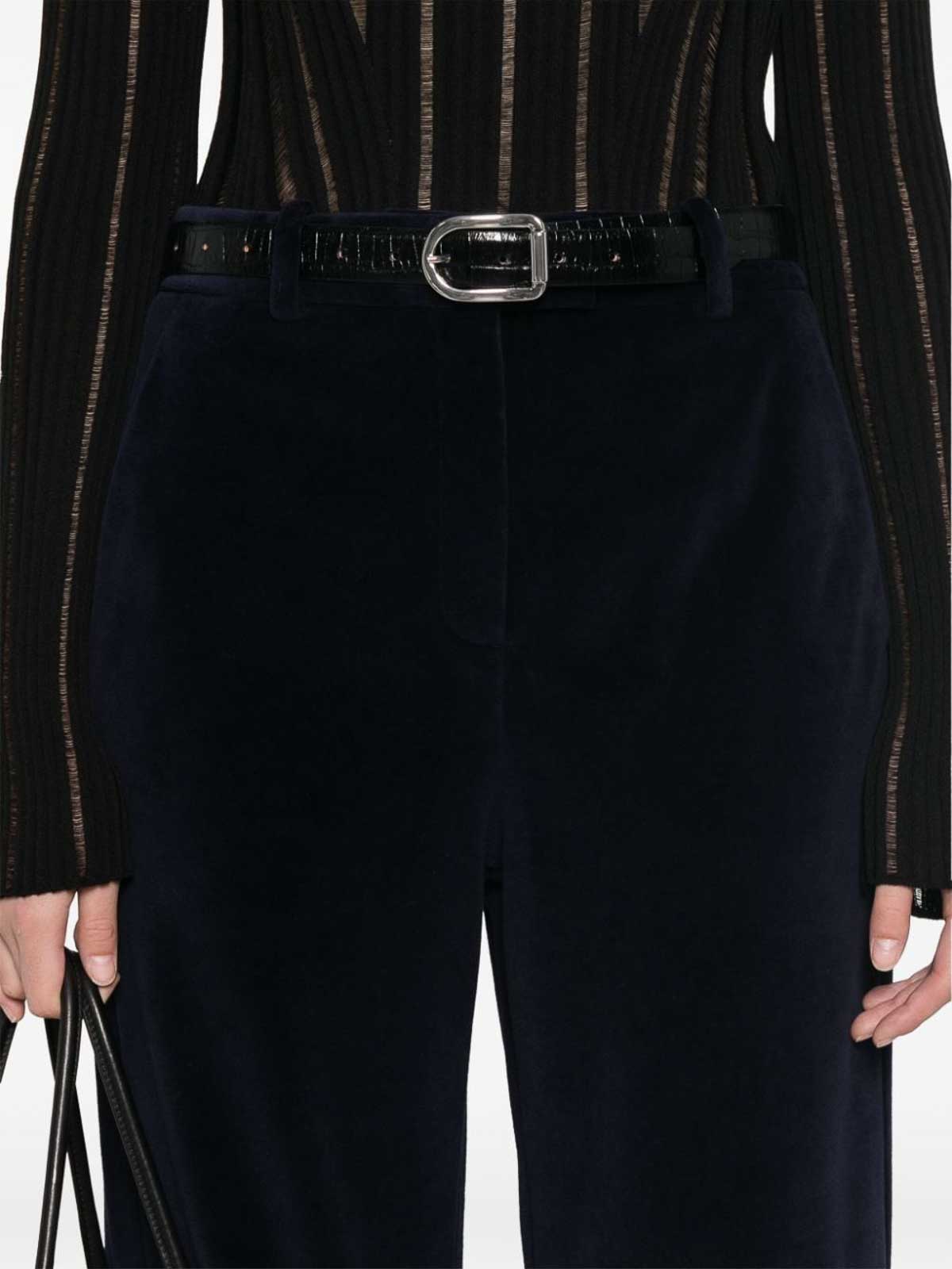 Shop Circolo 1901 Cotton Pants With A Velvety Effect In Blue