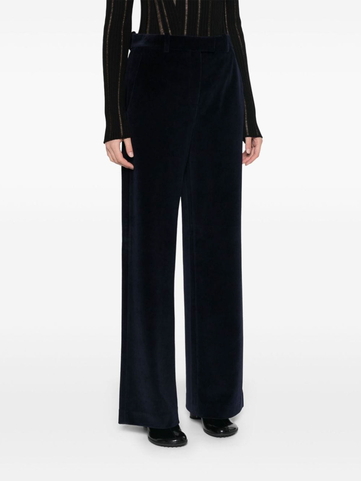 Shop Circolo 1901 Cotton Pants With A Velvety Effect In Blue