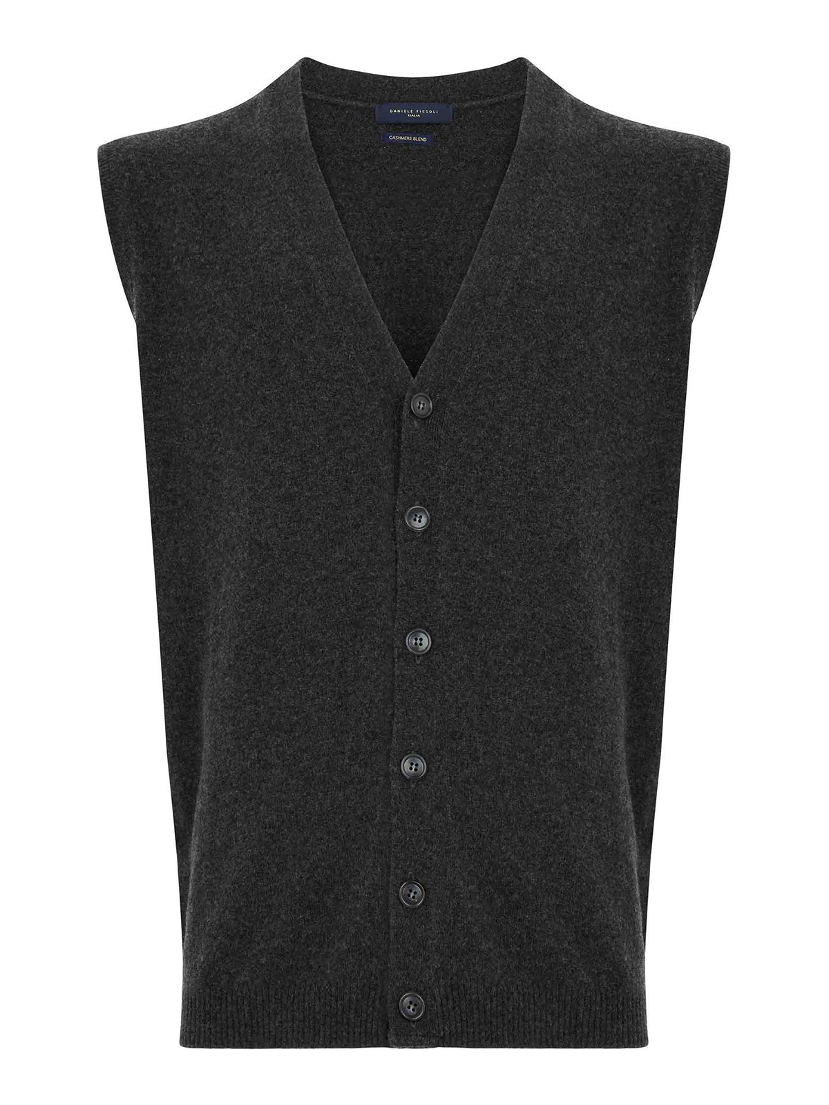 Shop Daniele Fiesoli Merino Wool And Cashmere Vest With V-neck In Grey