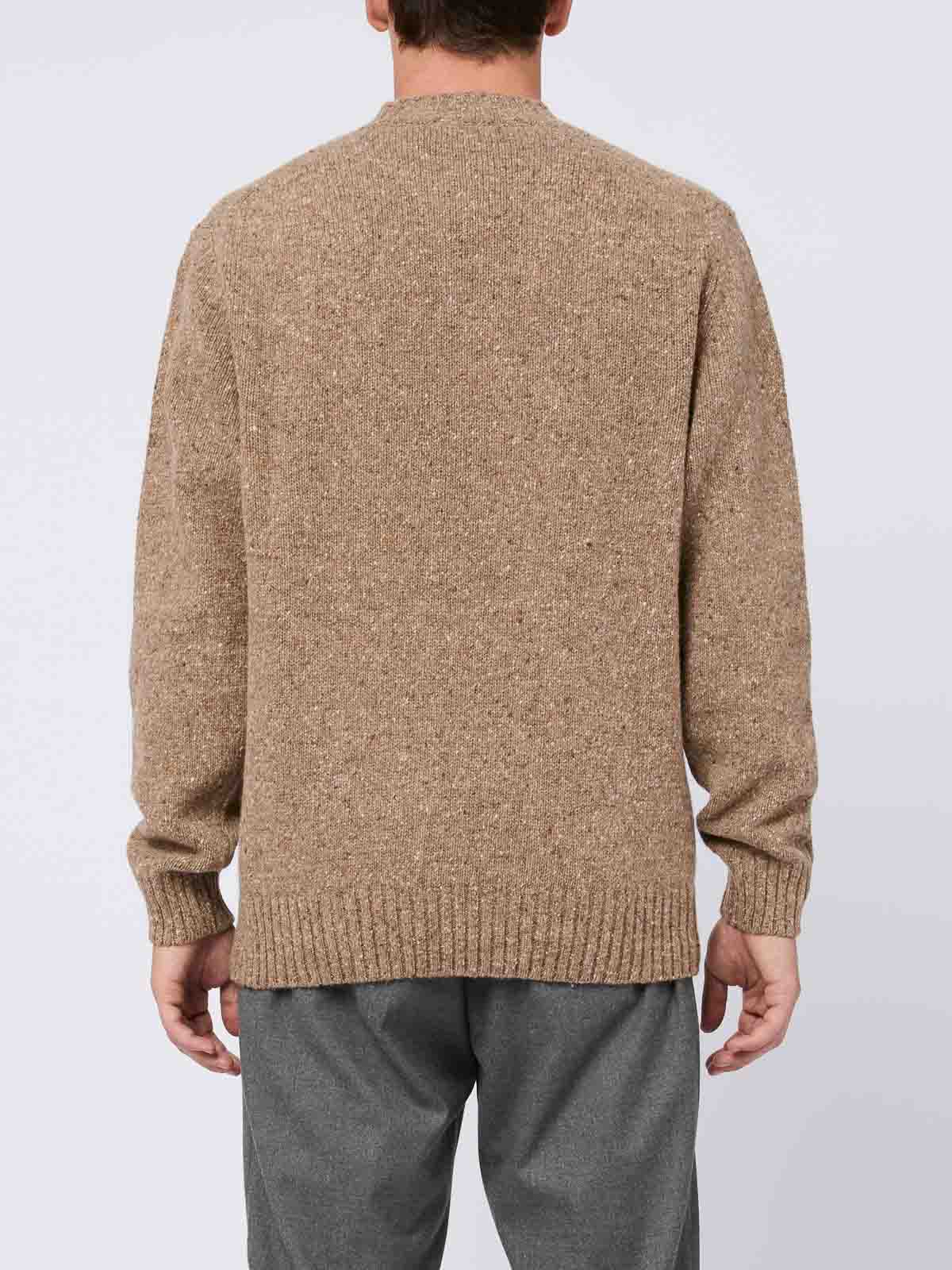 Shop Daniele Fiesoli Beige Virgin Wool Sweater With Raised Collar In Camel