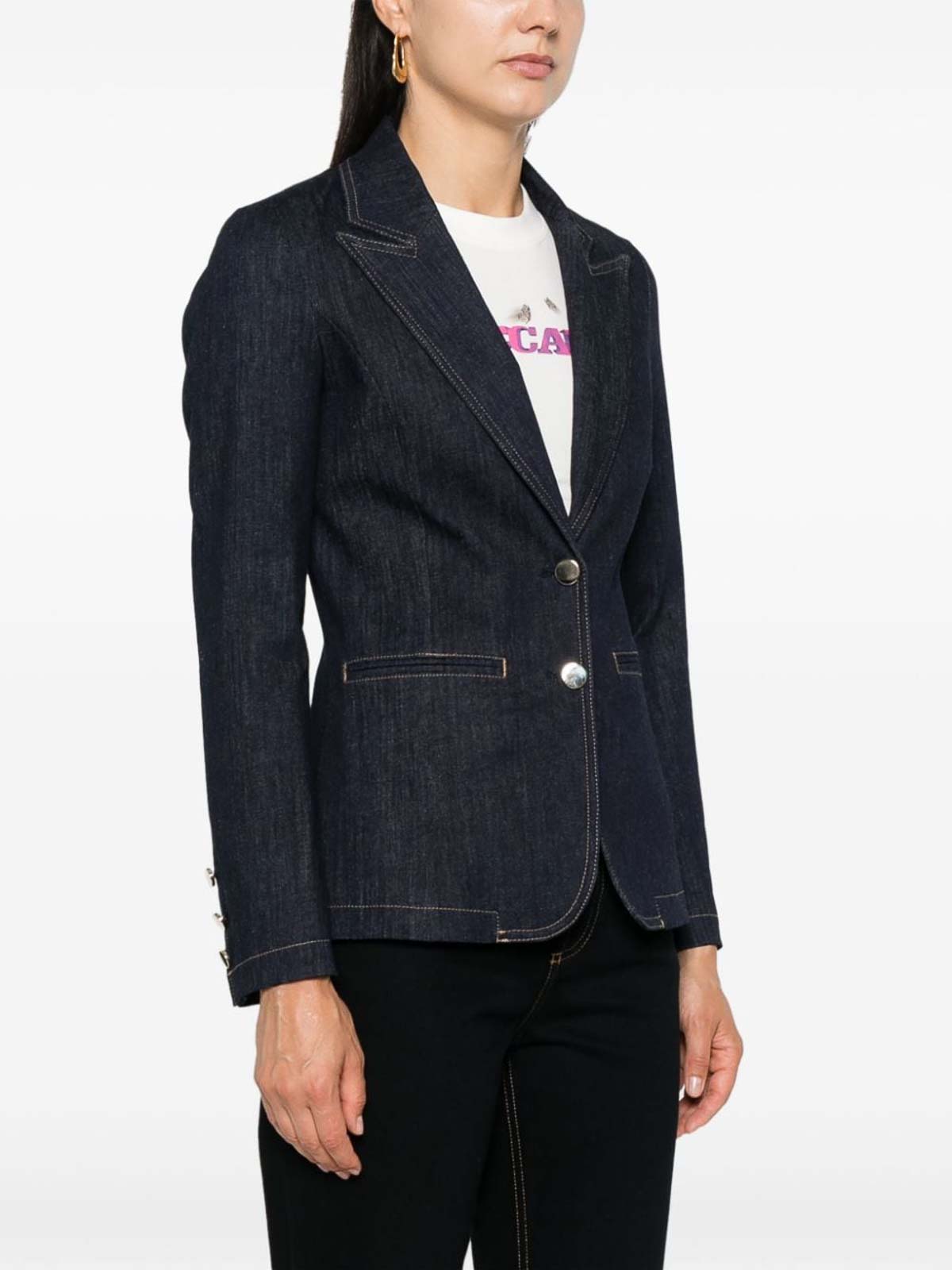 Shop Liu •jo Blazer In Blue