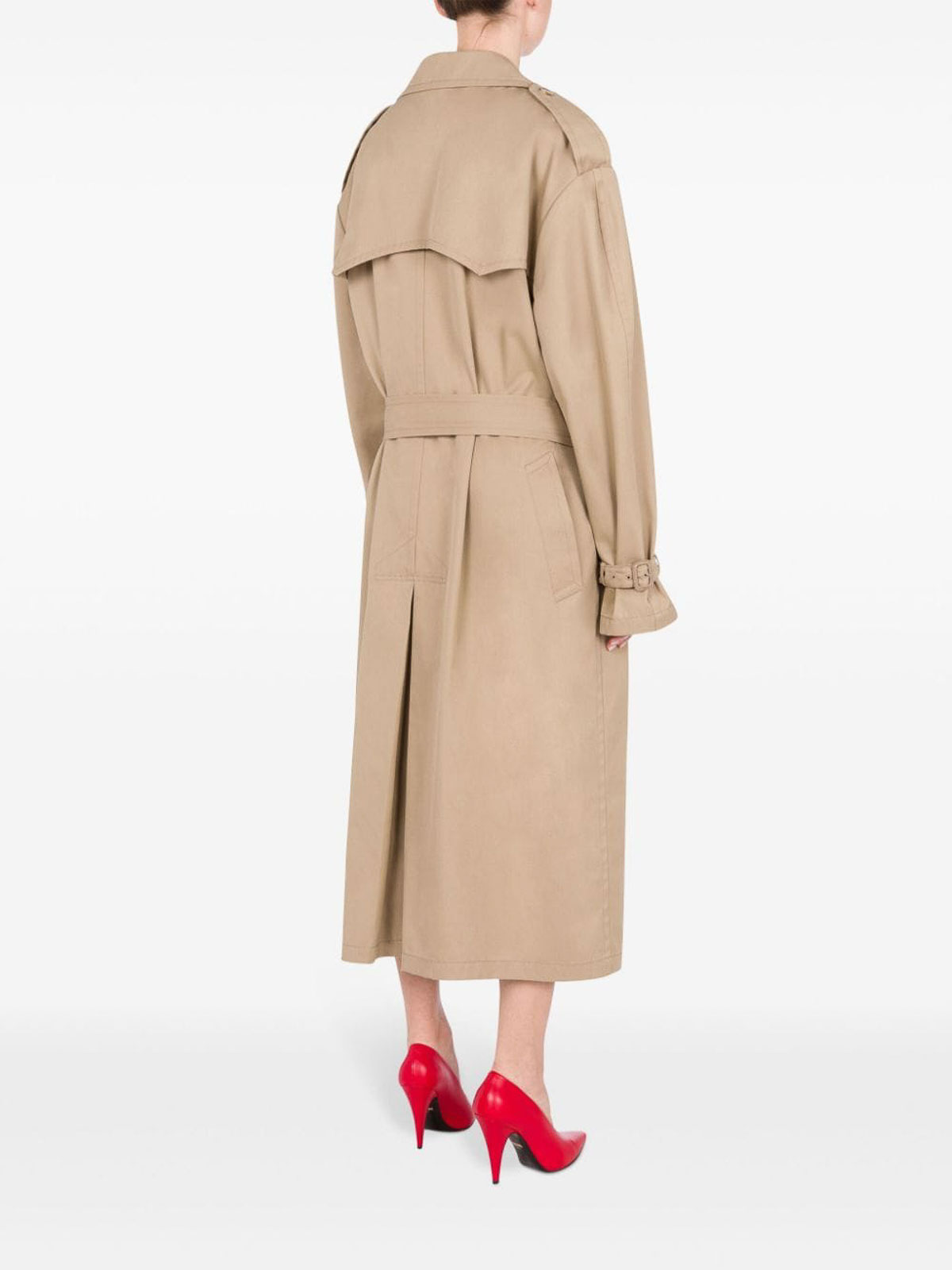 Shop Moschino Double-breasted Button Fastening Long Coat In Beige