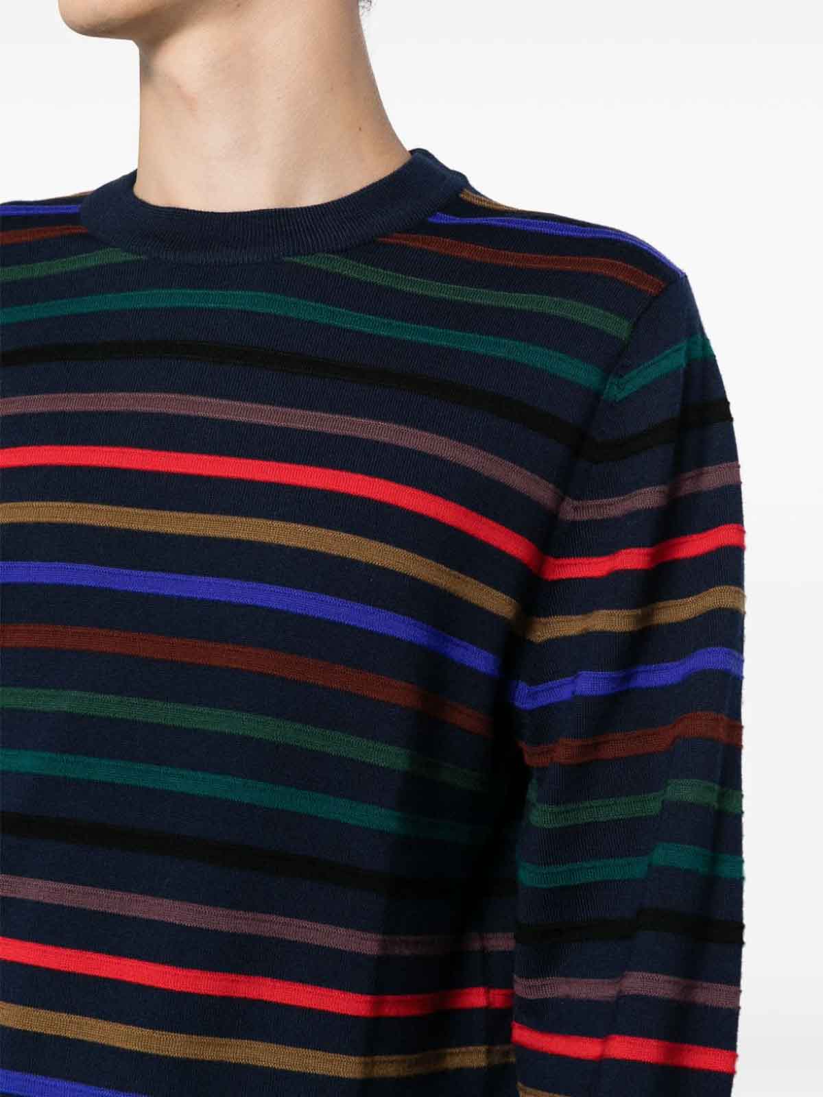 Shop Paul Smith Merino Wool Sweater With Horizontal Stripes In Blue