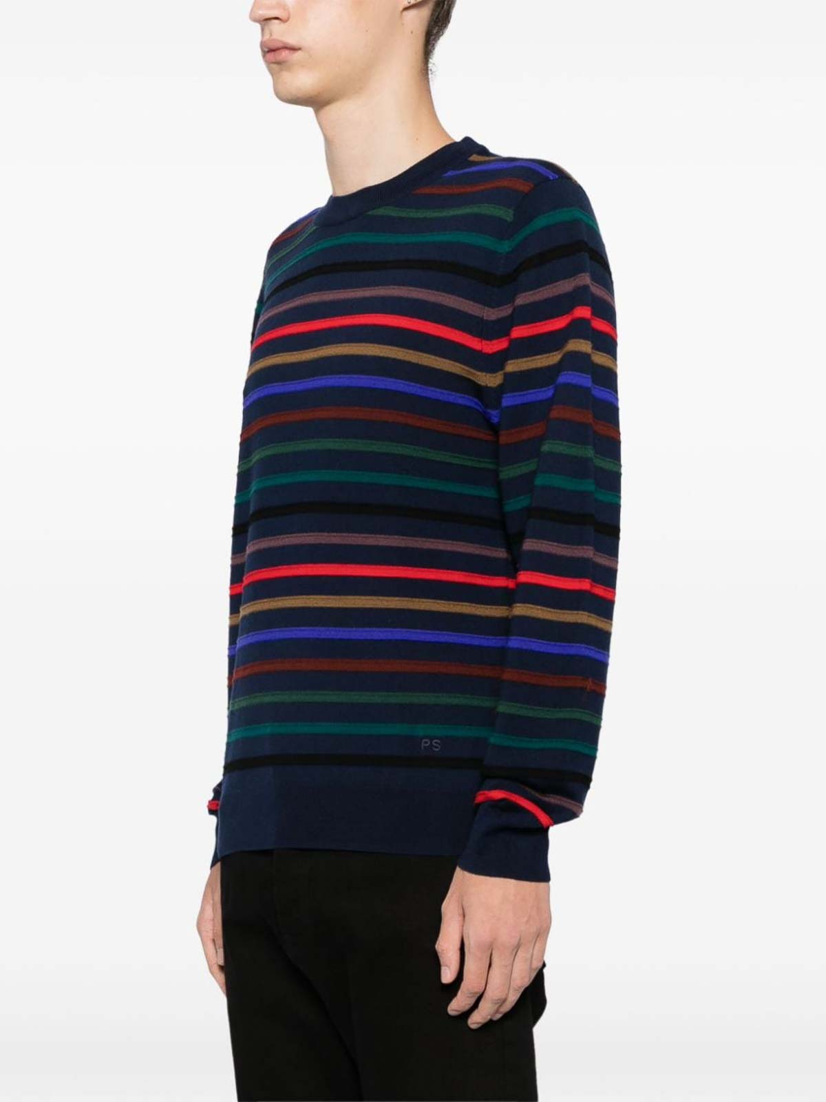 Shop Paul Smith Merino Wool Sweater With Horizontal Stripes In Blue