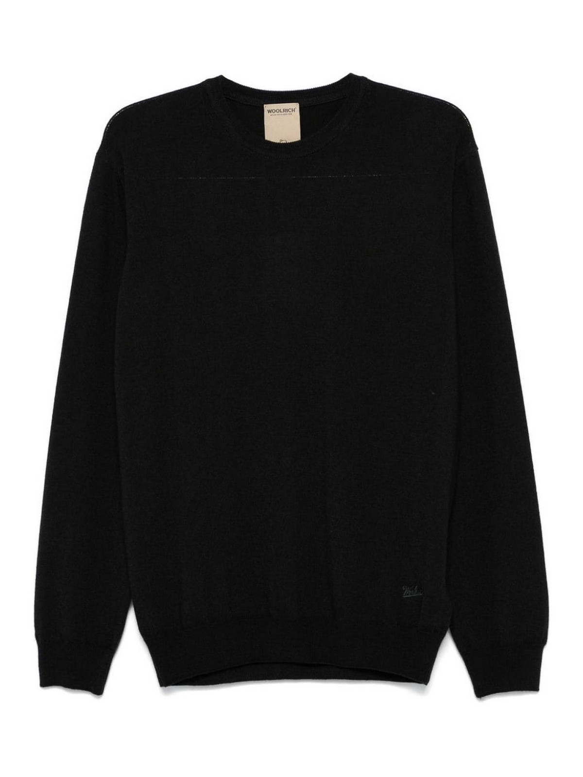 Shop Woolrich Wool Sweater With Logo Embroidery In Black