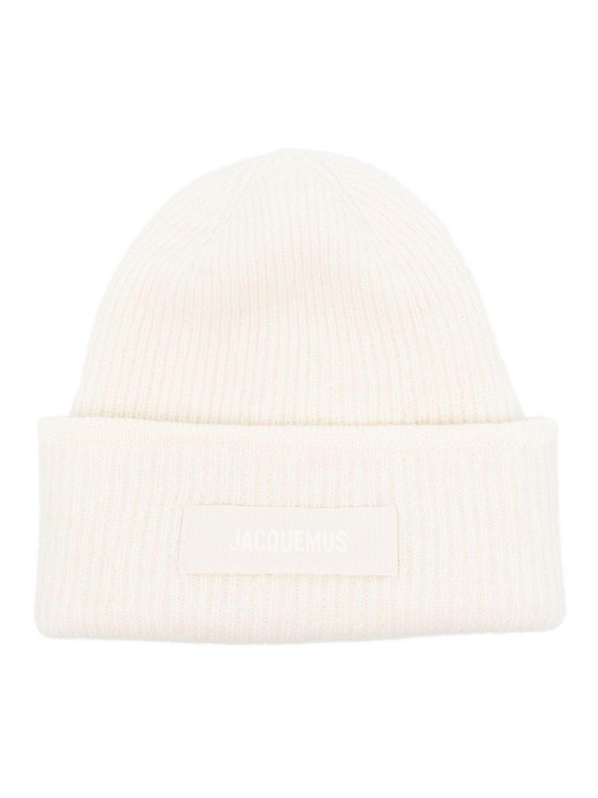 Shop Jacquemus Ribbed Hat In White