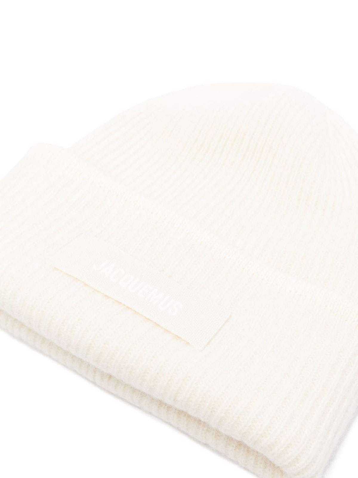 Shop Jacquemus Ribbed Hat In White