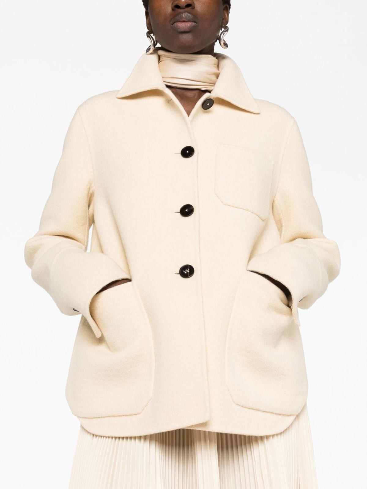 Shop Jil Sander Coat In Cream