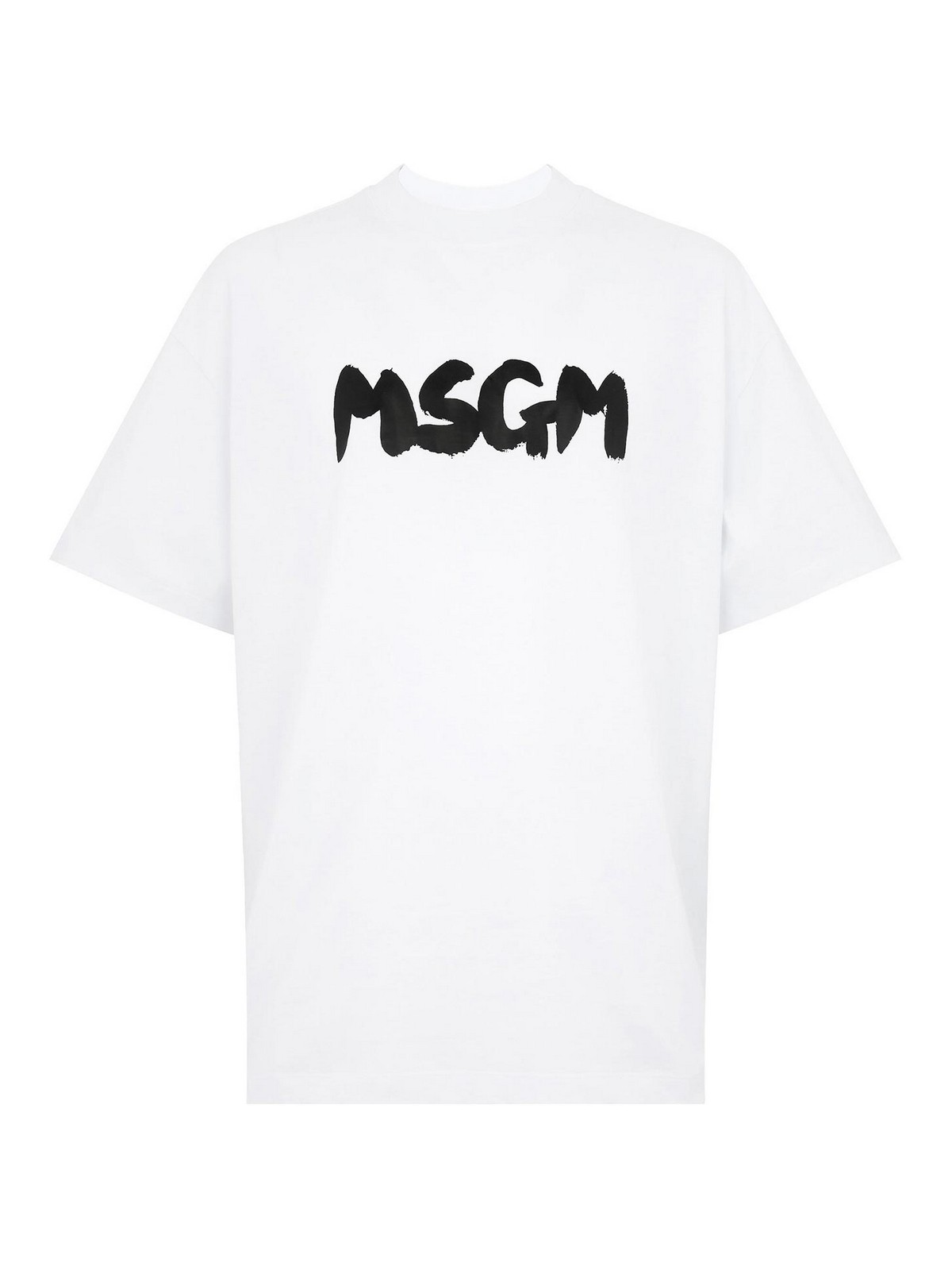 Shop Msgm White Cotton T-shirt With Logo Print