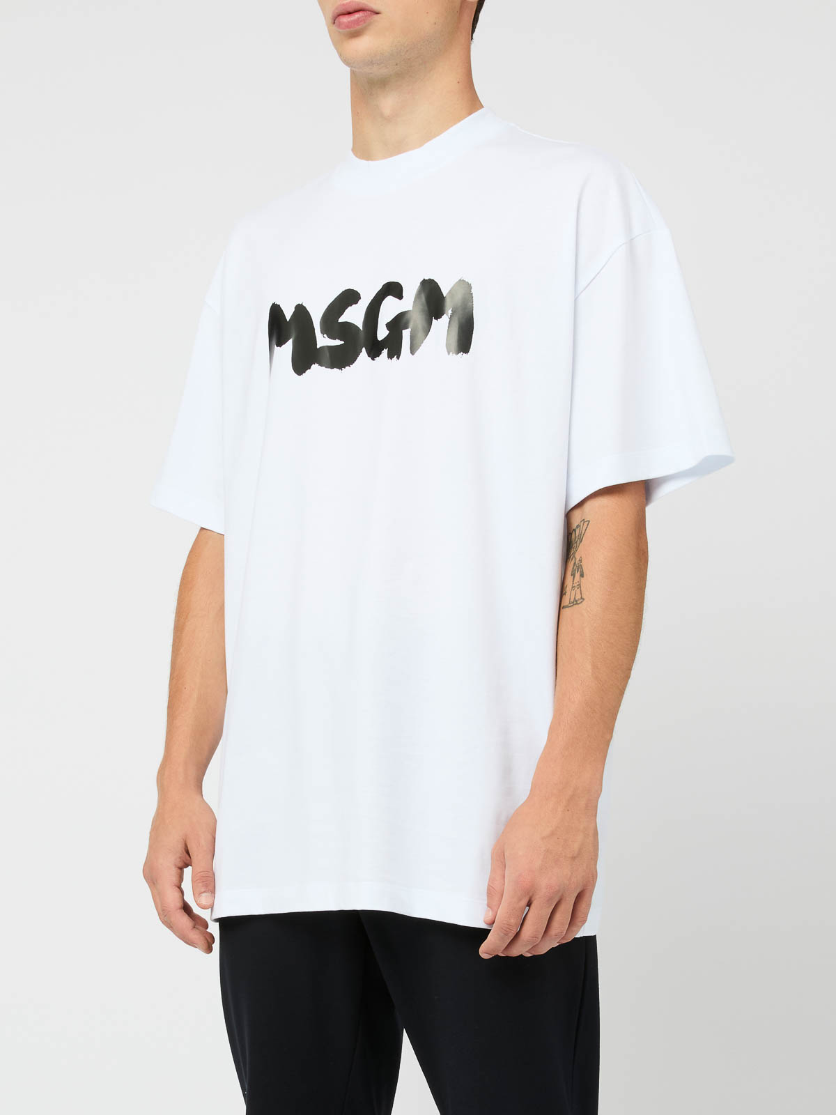 Shop Msgm White Cotton T-shirt With Logo Print