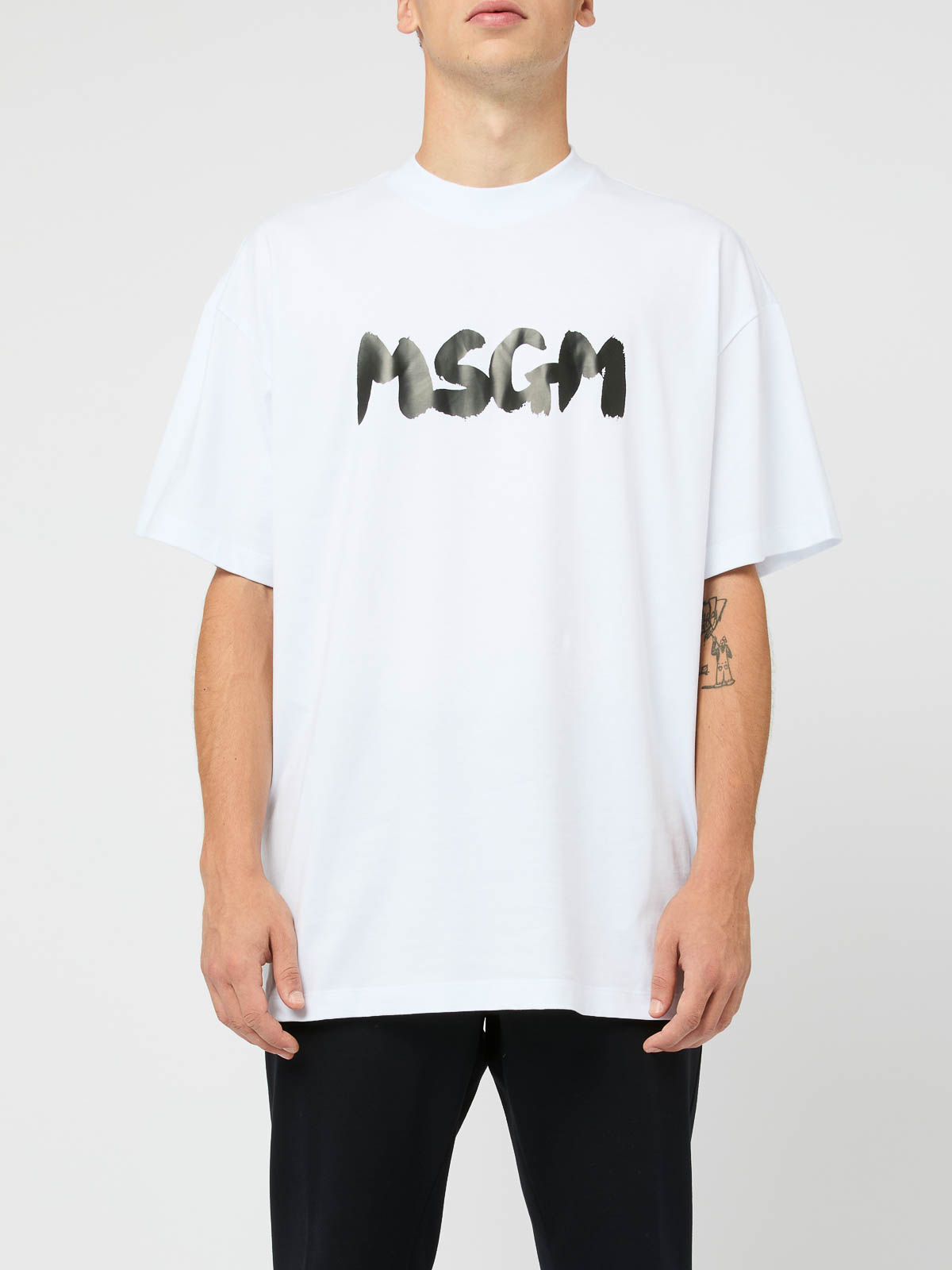 Shop Msgm White Cotton T-shirt With Logo Print