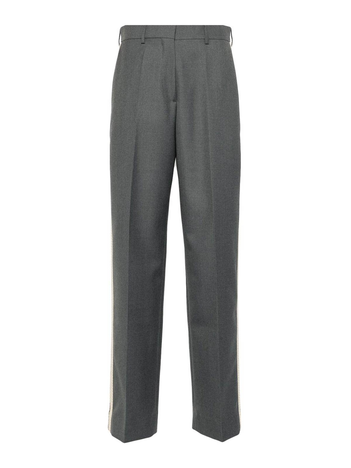 Shop Palm Angels Tailored Straight Leg Wool Blend Trousers In White