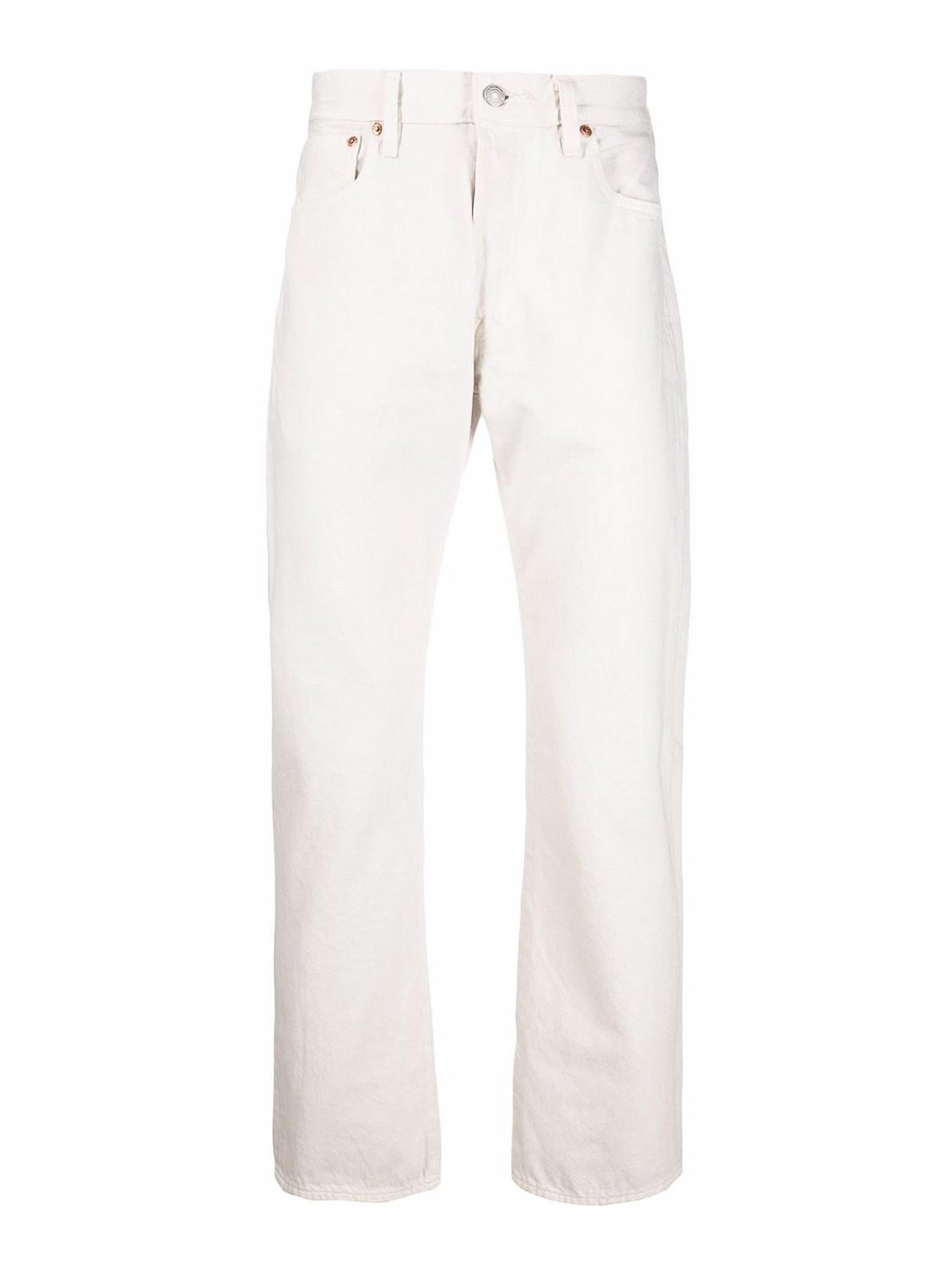 Shop Levi's 501 Cotton Jeans With A Straight Leg In White