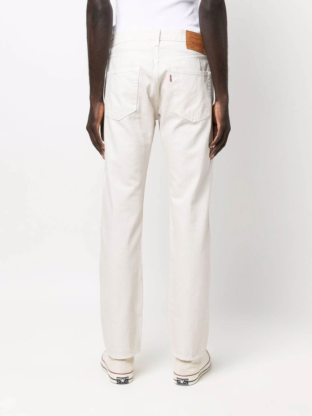 Shop Levi's 501 Cotton Jeans With A Straight Leg In White