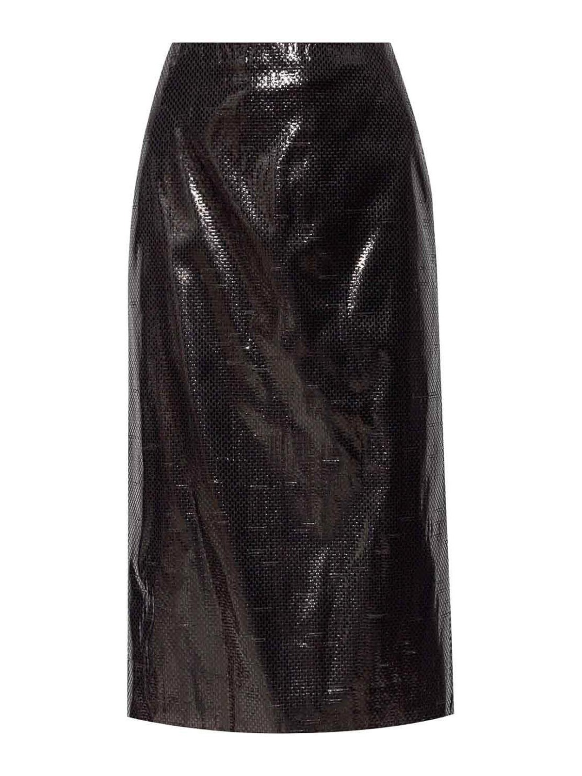 Shop Alexander Mcqueen Woven Midi Skirt In Black