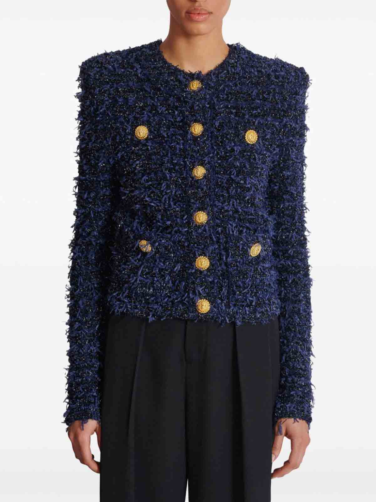 Shop Balmain Blazer In Blue