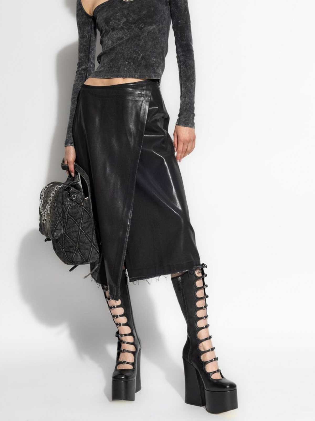 Shop Diesel Midi Wrap Skirt In Black