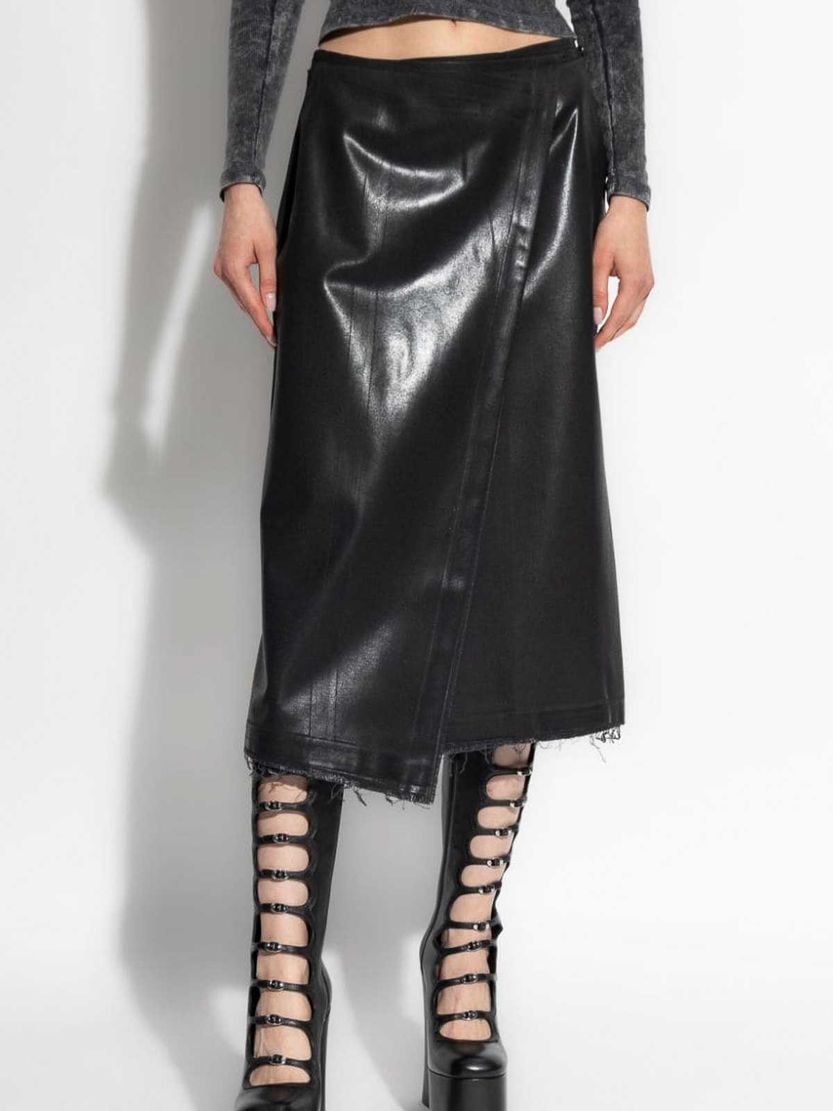 Shop Diesel Midi Wrap Skirt In Black