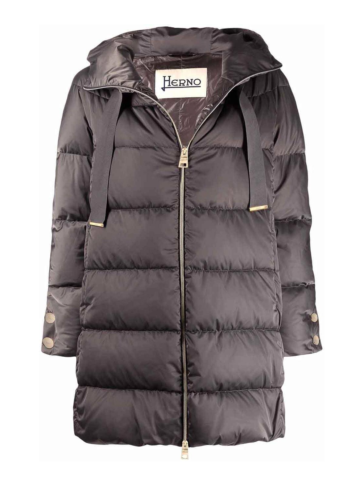 Herno Hooded Padded Coat In Grey