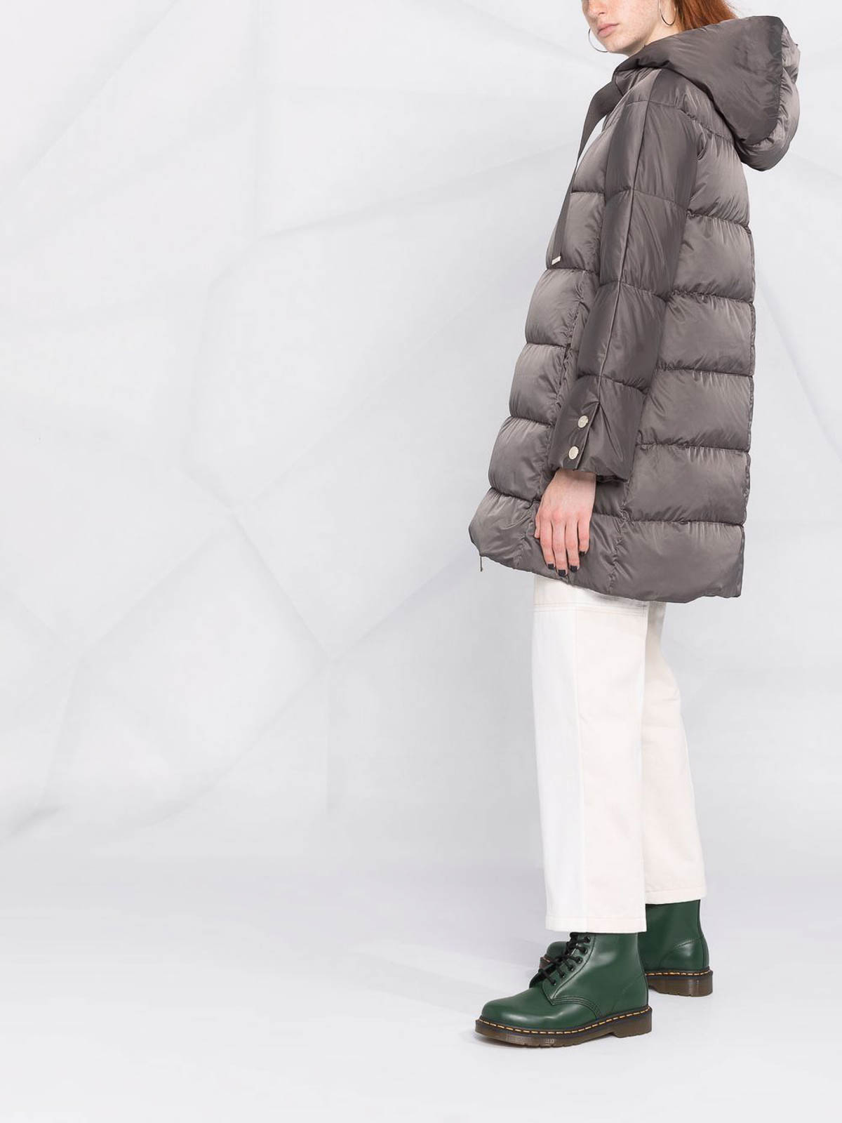 Herno Hooded Padded Coat In Grey