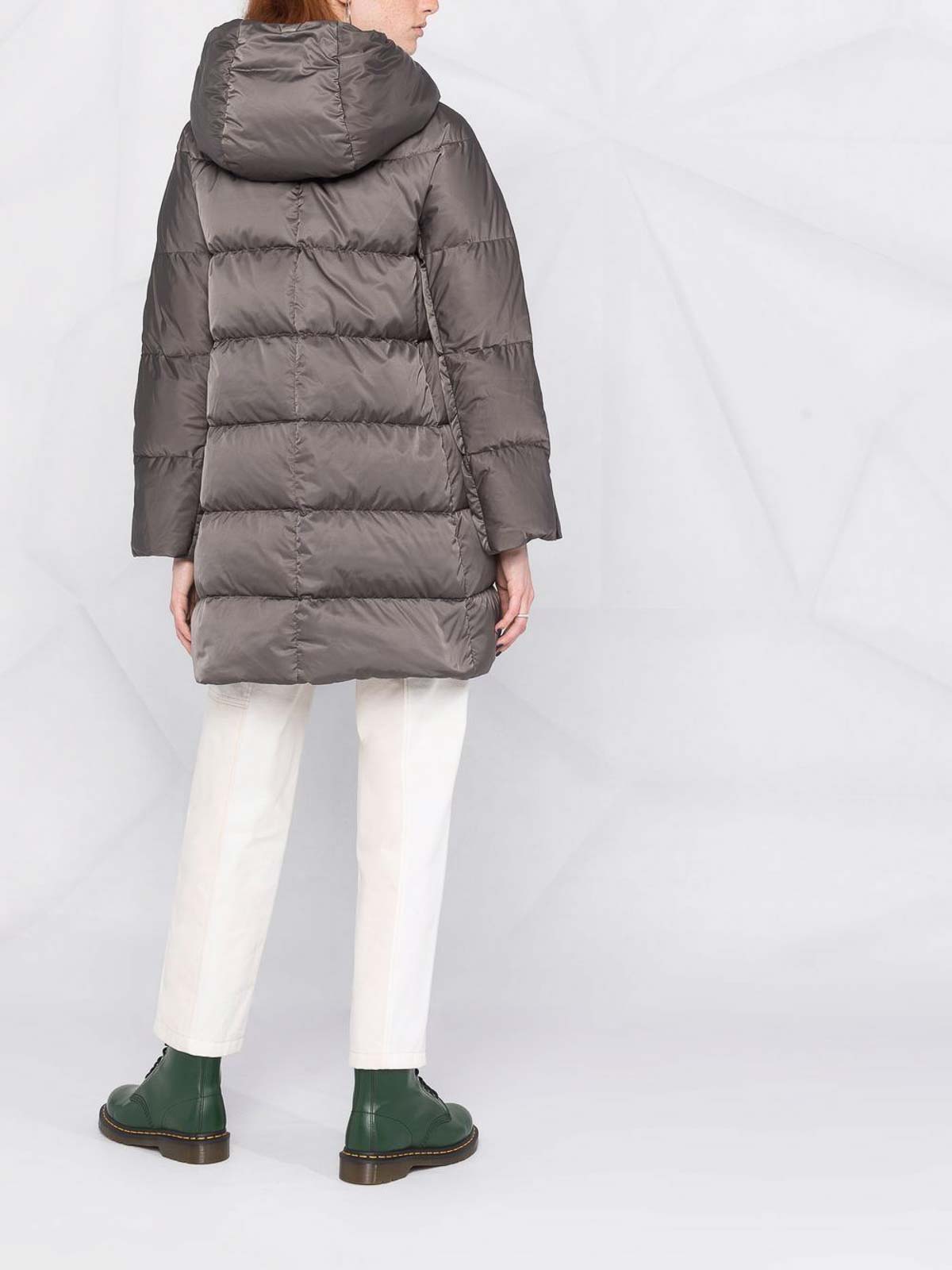 Herno Hooded Padded Coat In Grey