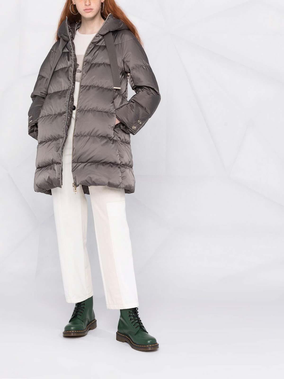 Herno Hooded Padded Coat In Grey