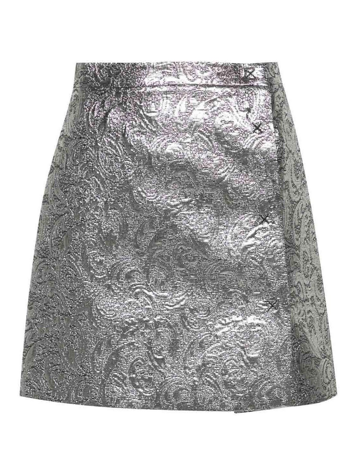 Shop Msgm Patterned Jacquard Miniskirt In Silver