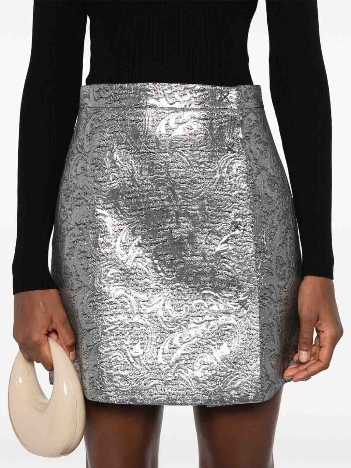 Shop Msgm Patterned Jacquard Miniskirt In Silver