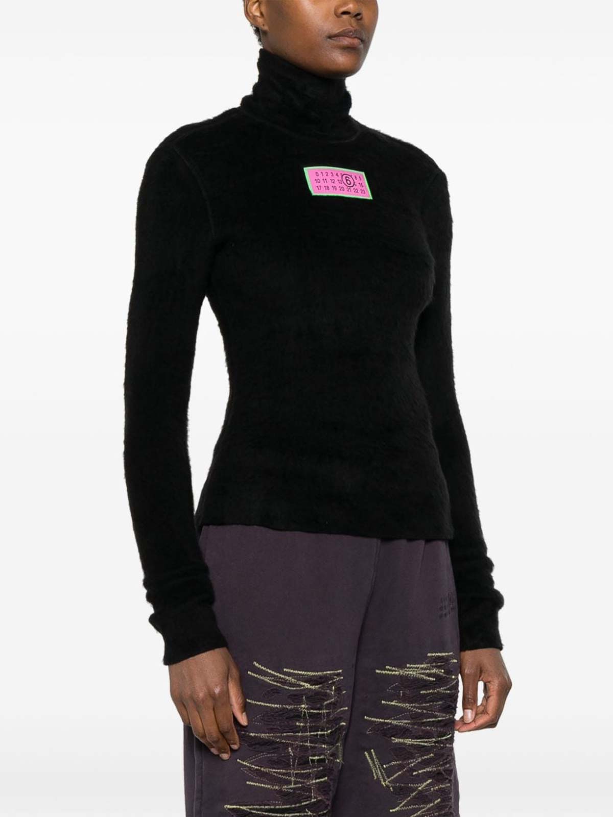 Shop Mm6 Maison Margiela High Neck Pullover In Black