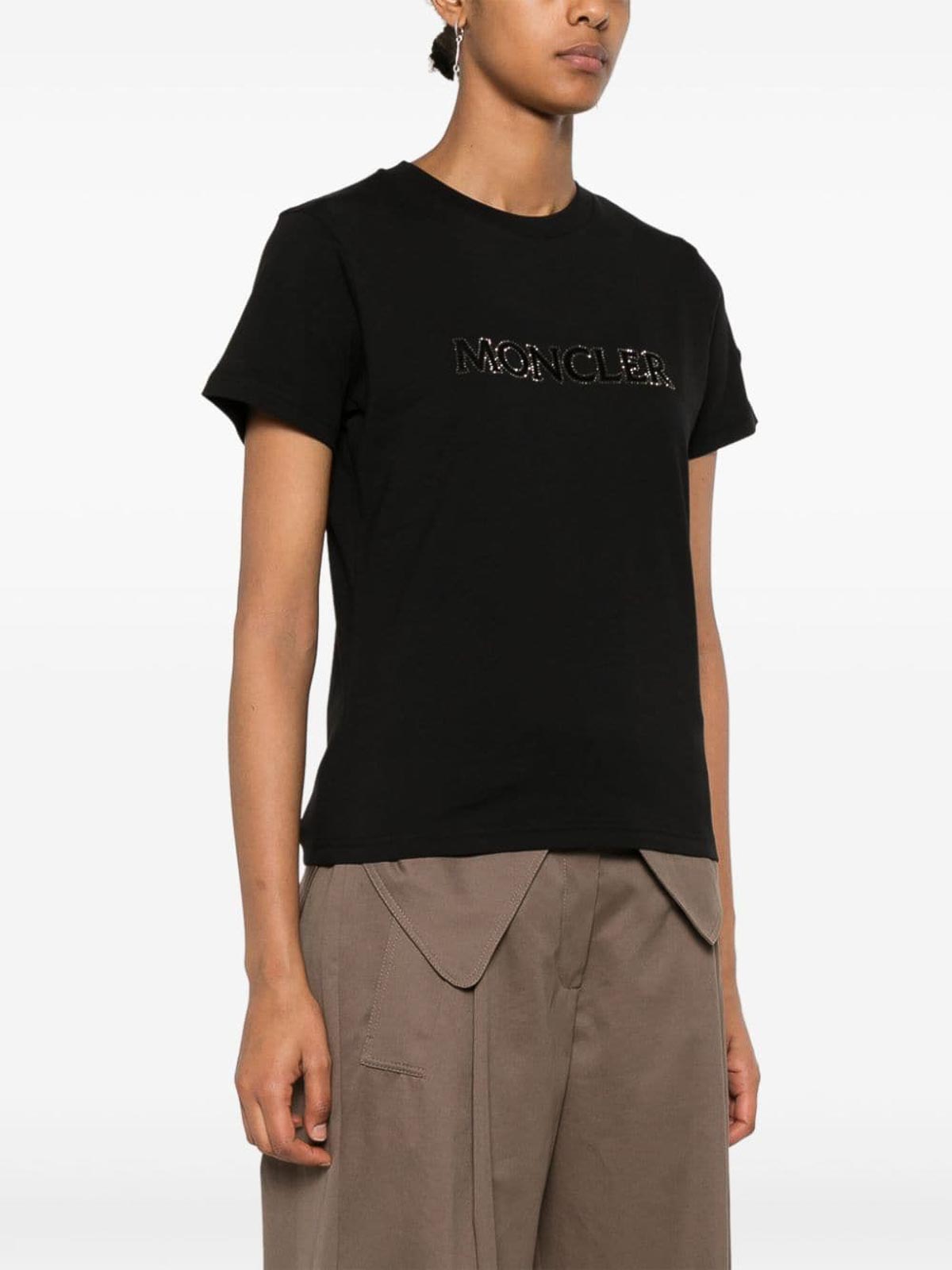 Shop Moncler Cotton T-shirt In Black