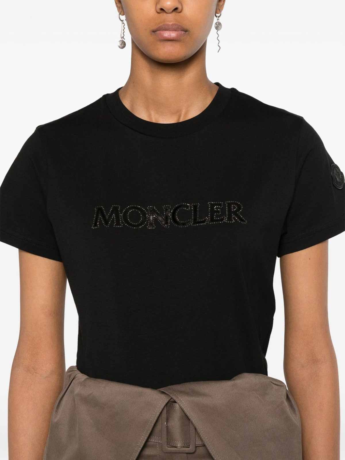 Shop Moncler Cotton T-shirt In Black