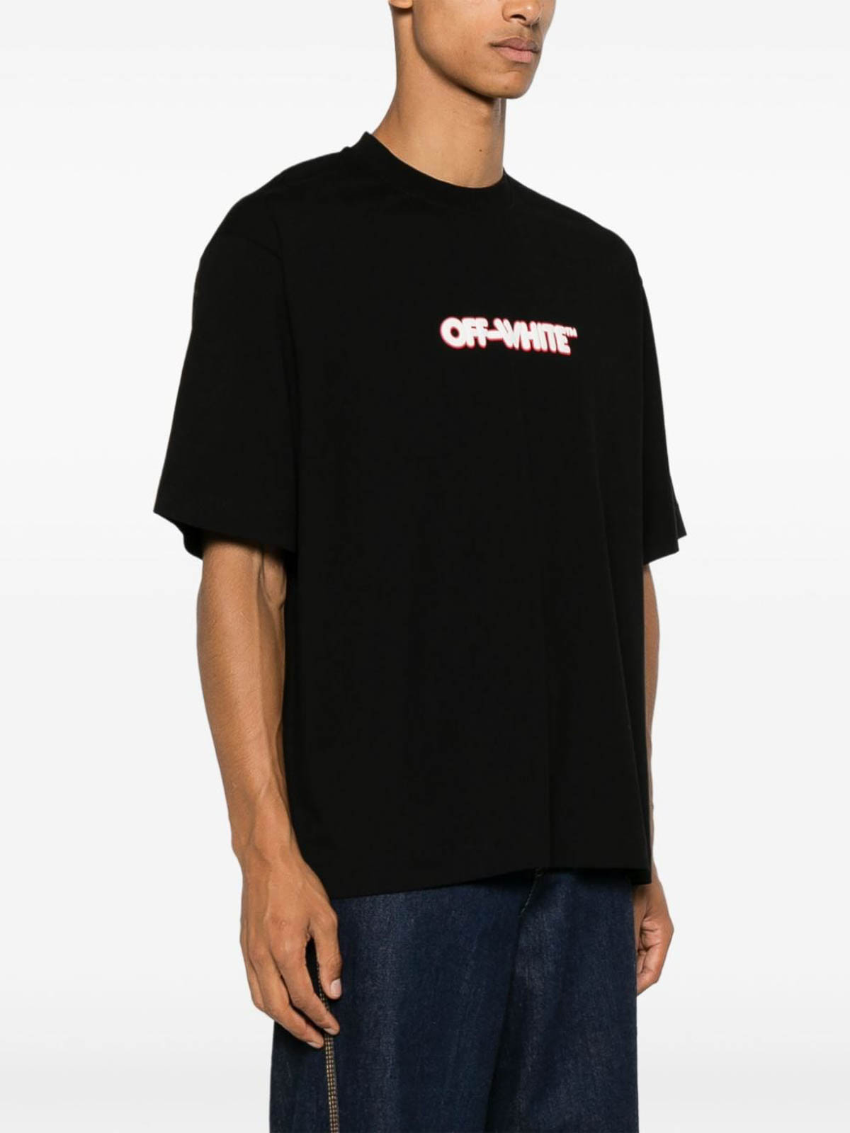 Shop Off-white Cotton T-shirt With Logo Print In White