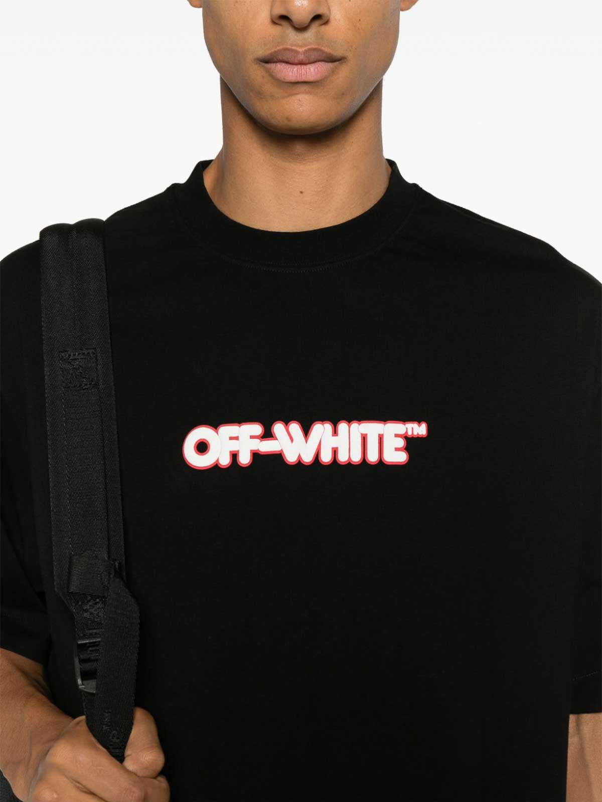 Shop Off-white Cotton T-shirt With Logo Print In White