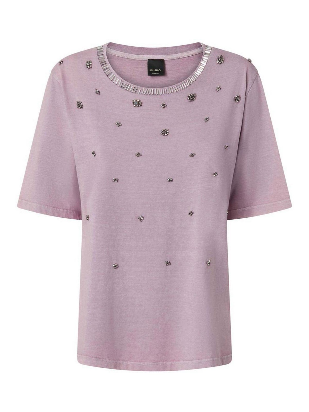 Shop Pinko Cotton T-shirt In Metallic