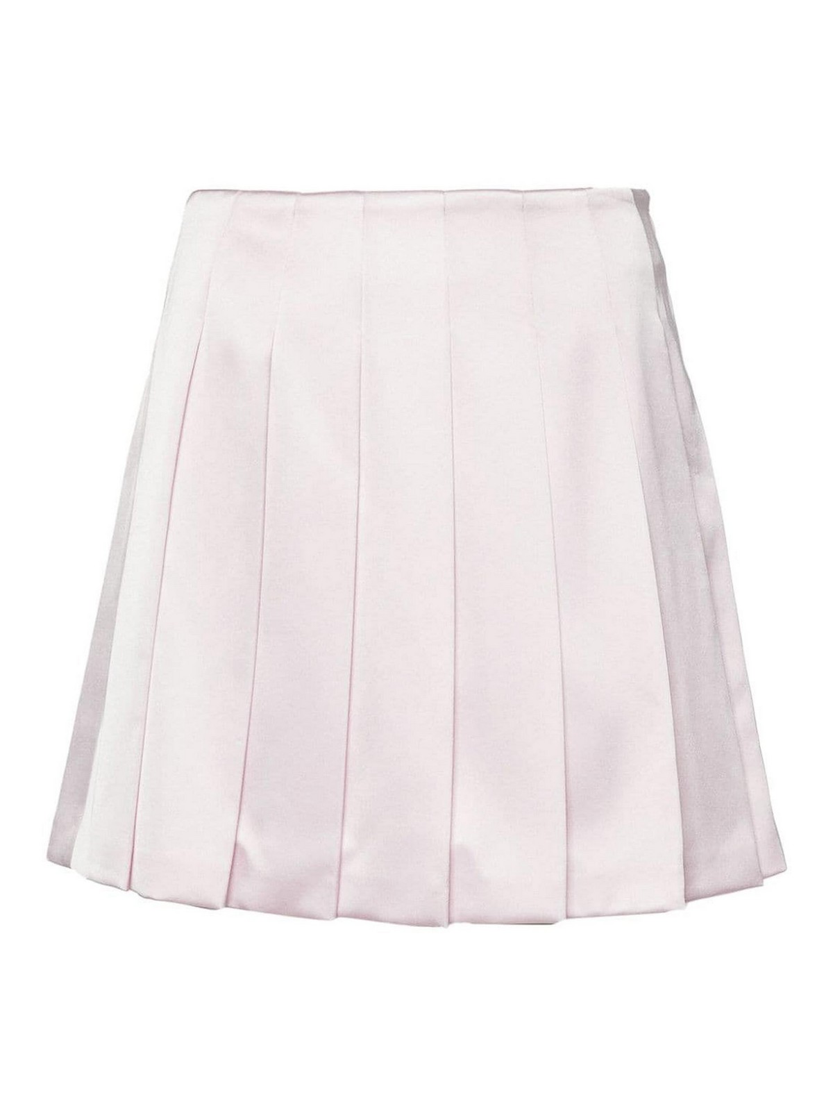 Shop Self-portrait Fully Pleated Satin Miniskirt In Nude & Neutrals