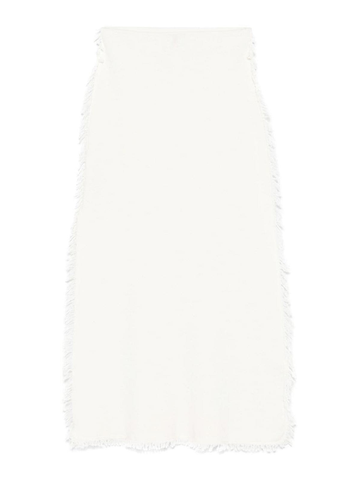 Shop Semicouture Wool Blend Grace Long Skirt With Fringes In Cream