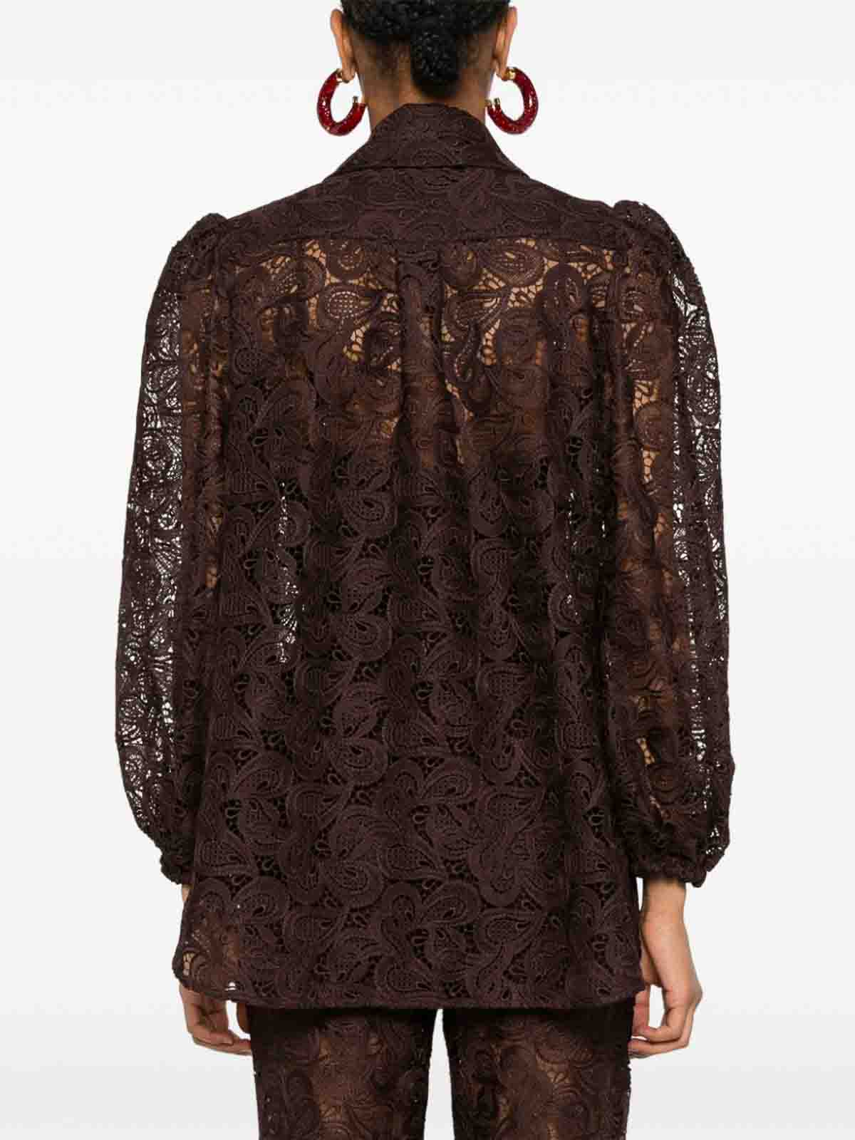 Shop Zimmermann Illustration Lace Blouse In Brown