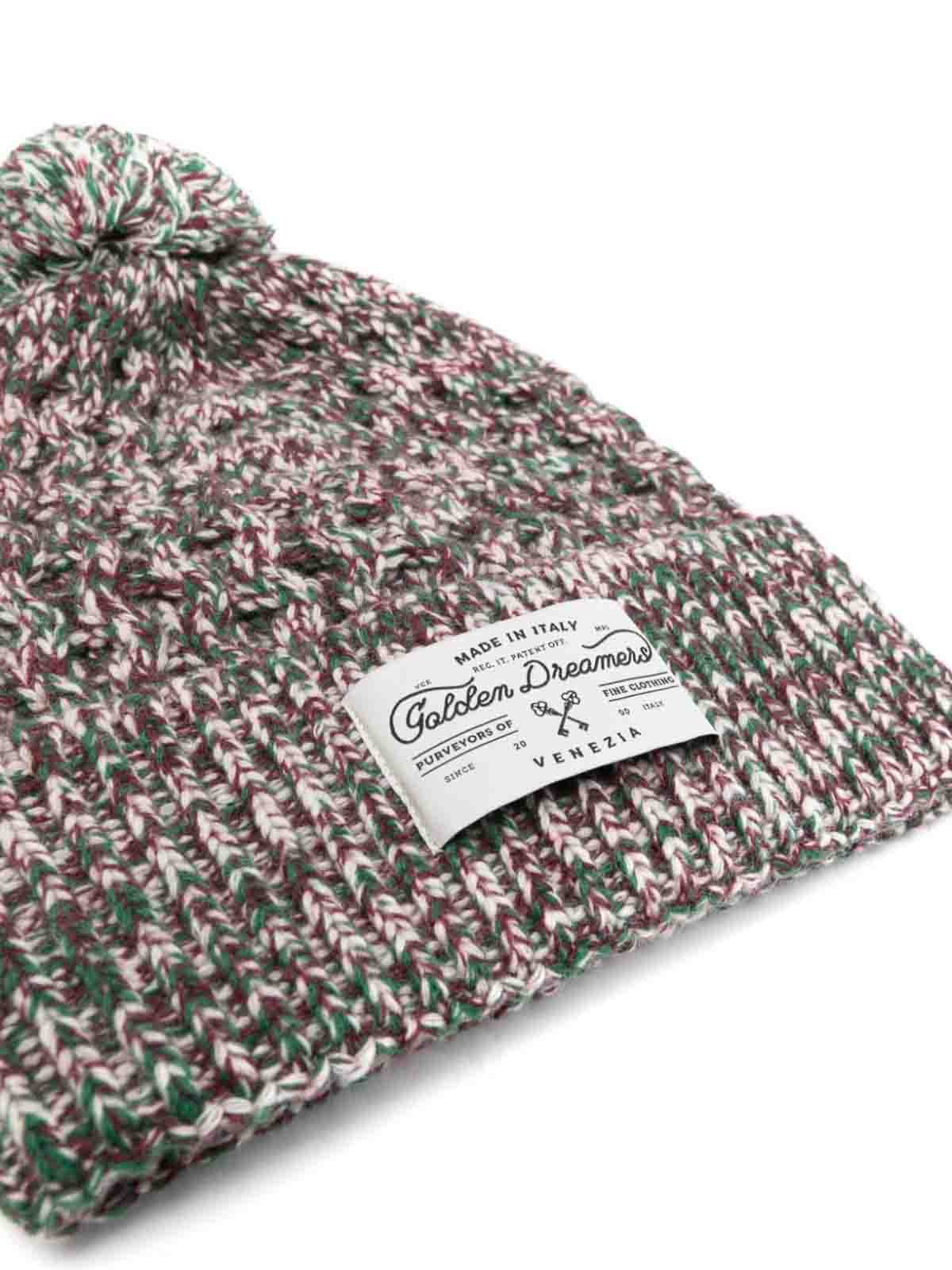 Shop Golden Goose Wool Beanie With Pom-pom In Grey