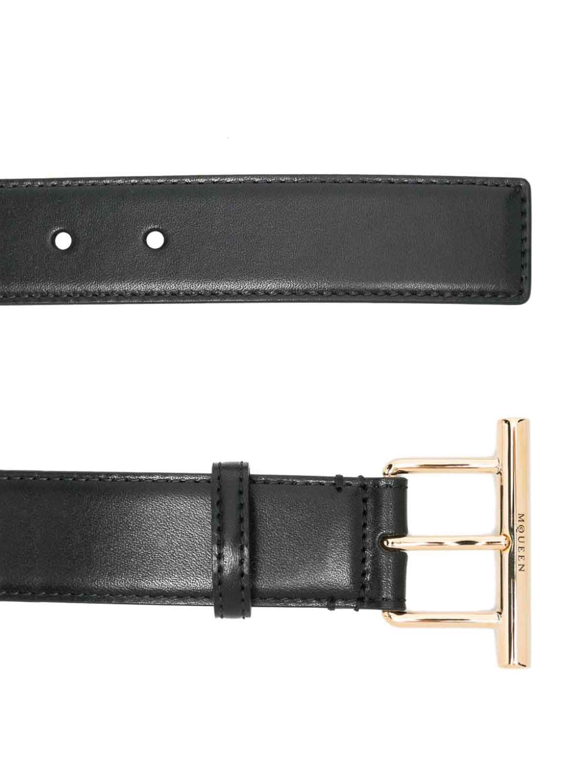 Shop Alexander Mcqueen Leather Belt In Black