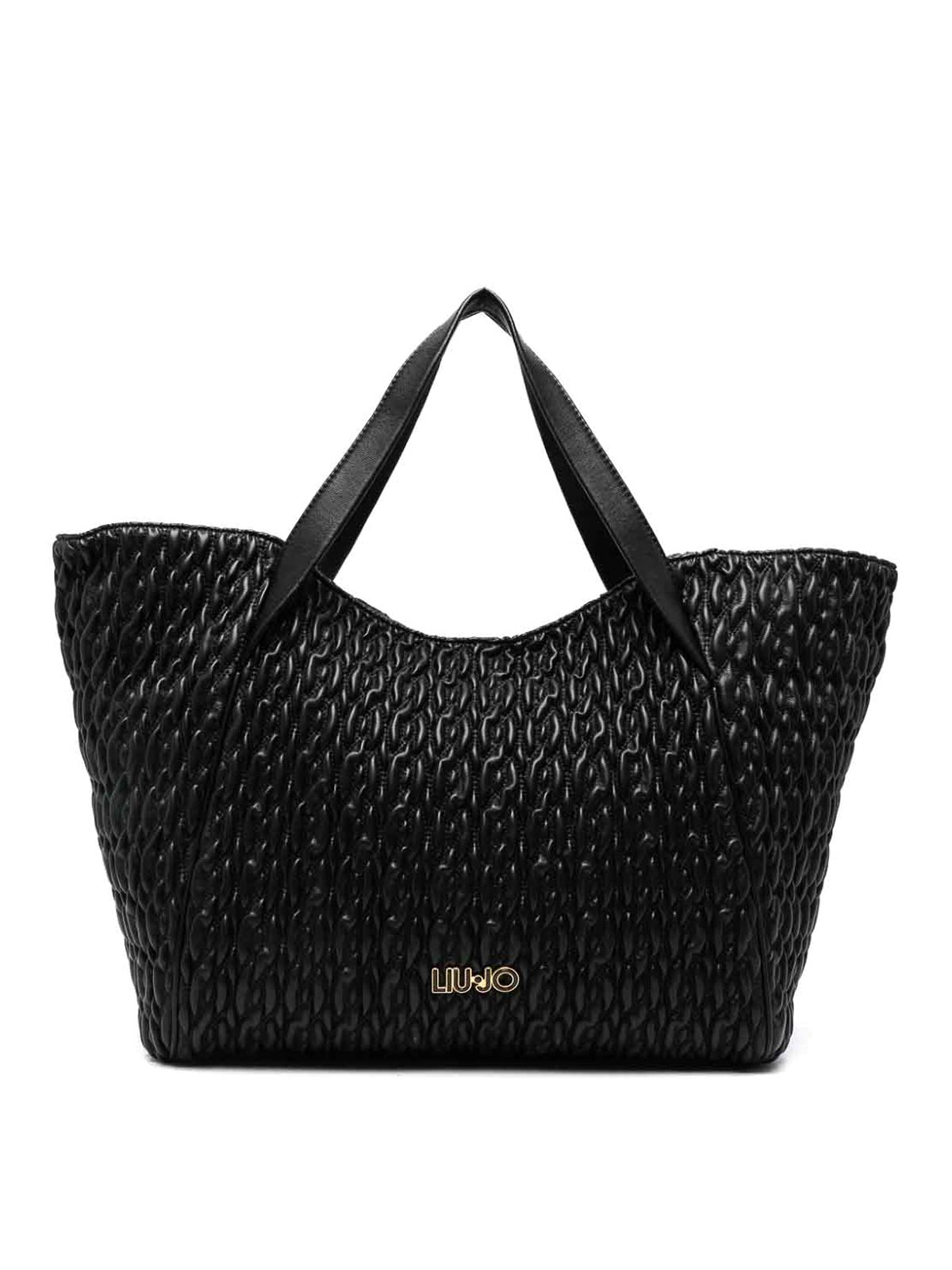 Shop Liu •jo Faux Leather Tote In Black