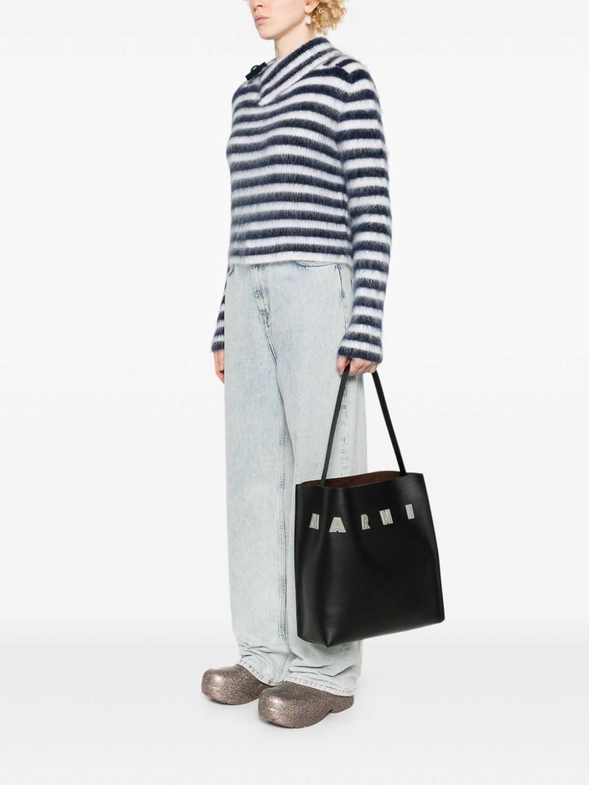 Shop Marni Museo Tote Bag In Black