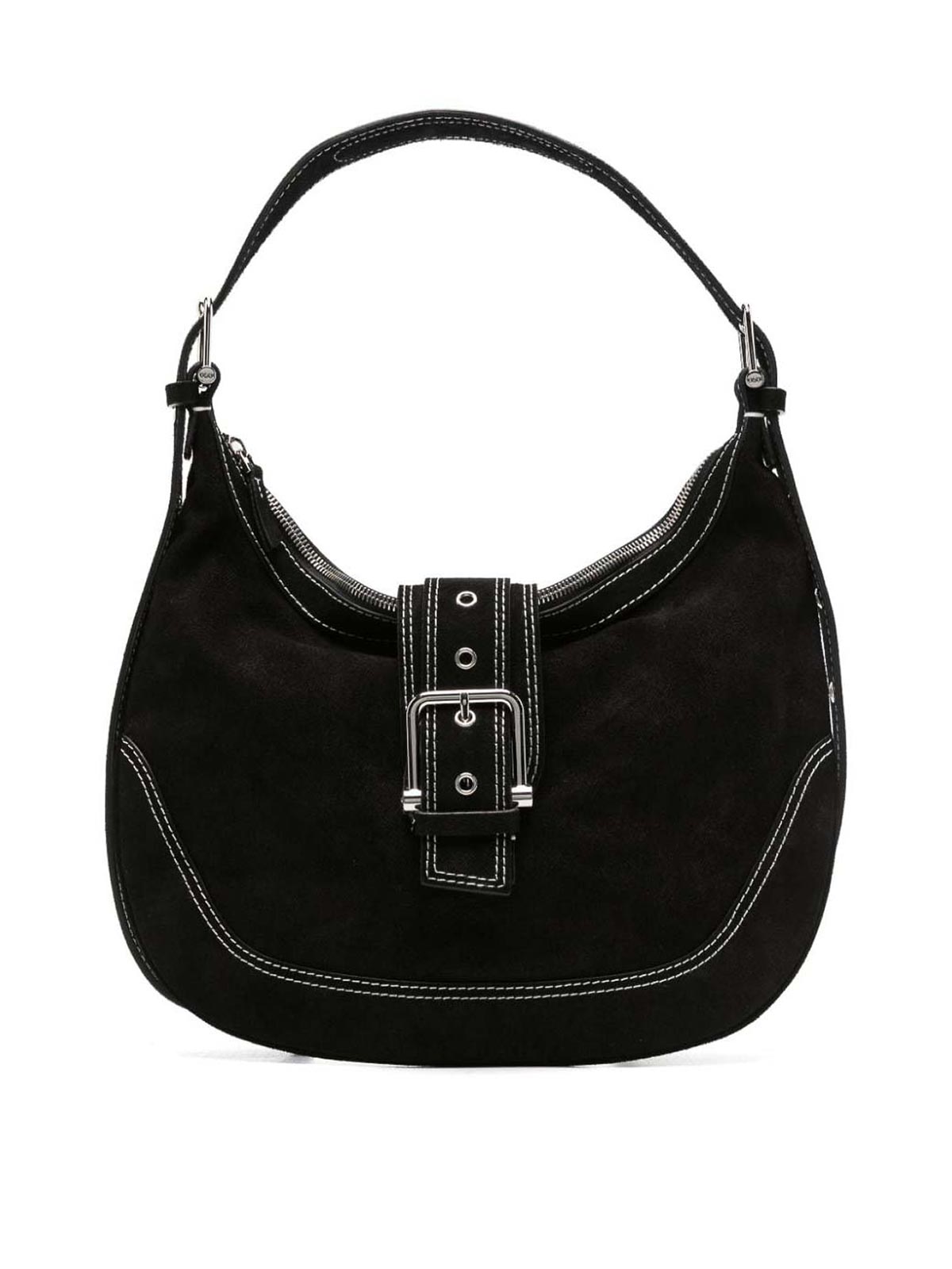 Shop Osoi Leather  Medium Hobo Brocle Shoulder Bag In Black