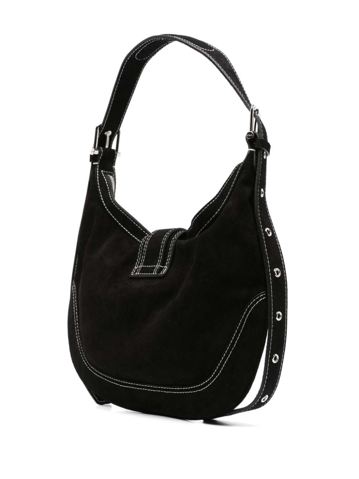 Shop Osoi Leather  Medium Hobo Brocle Shoulder Bag In Black