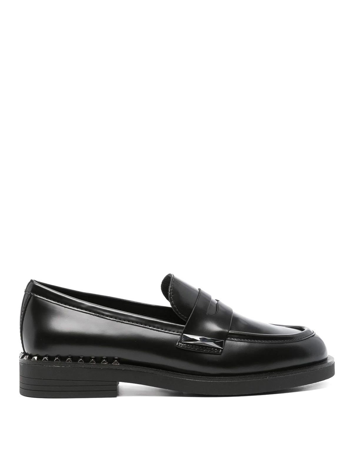 Shop Ash Leather  Whisper Loafers In Black