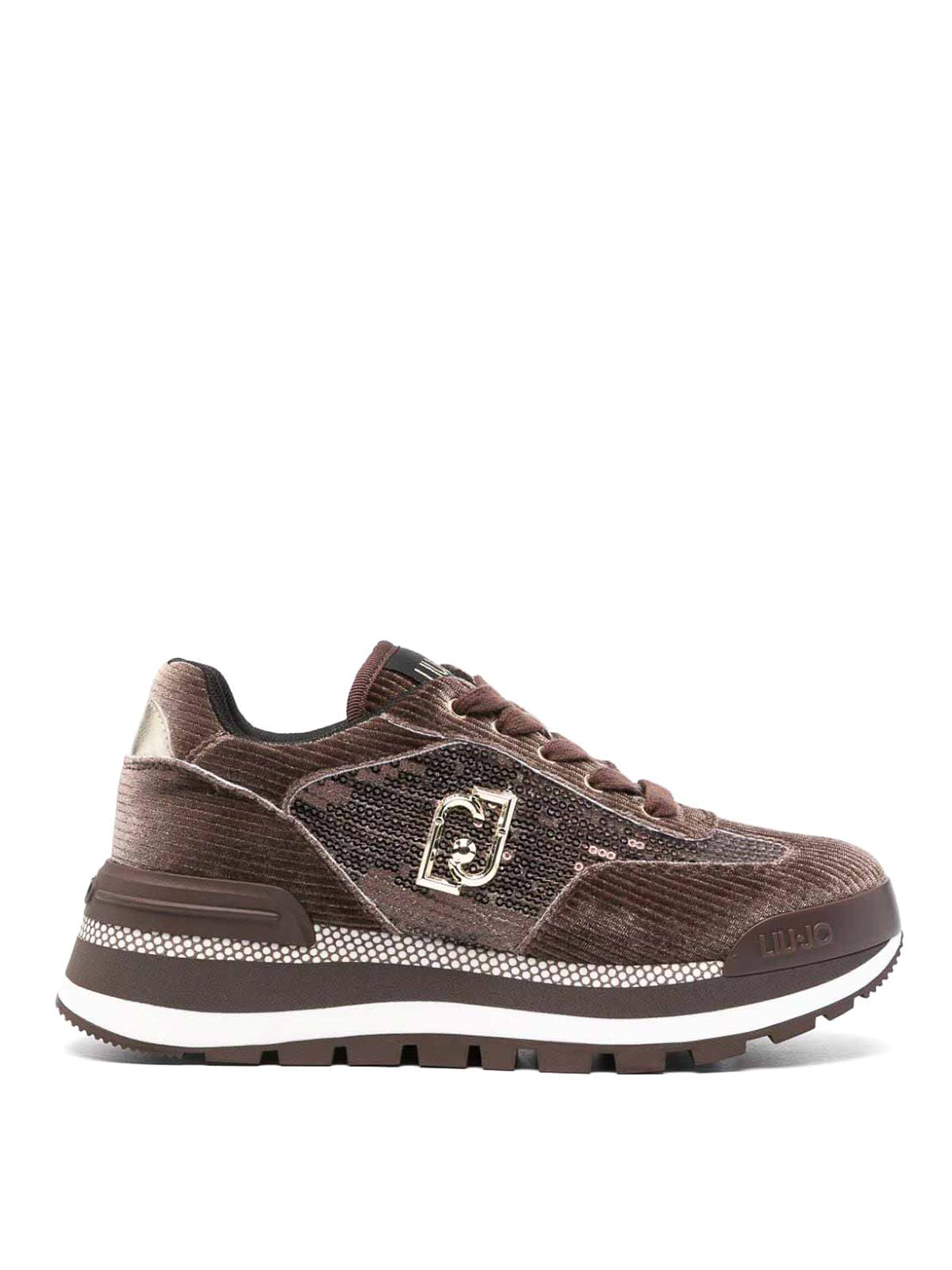 Shop Liu •jo Logo Sneakers In Brown