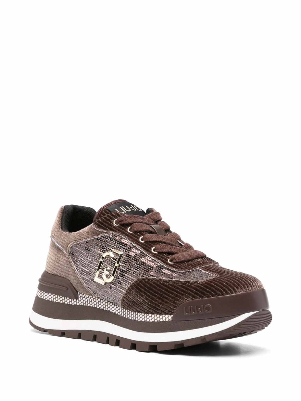 Shop Liu •jo Logo Sneakers In Brown