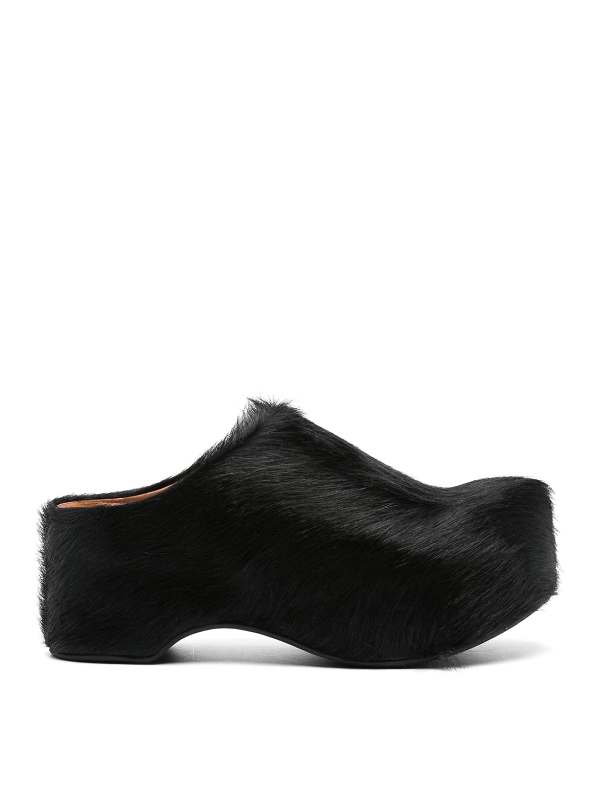 Shop Marni Leather Mules In Black