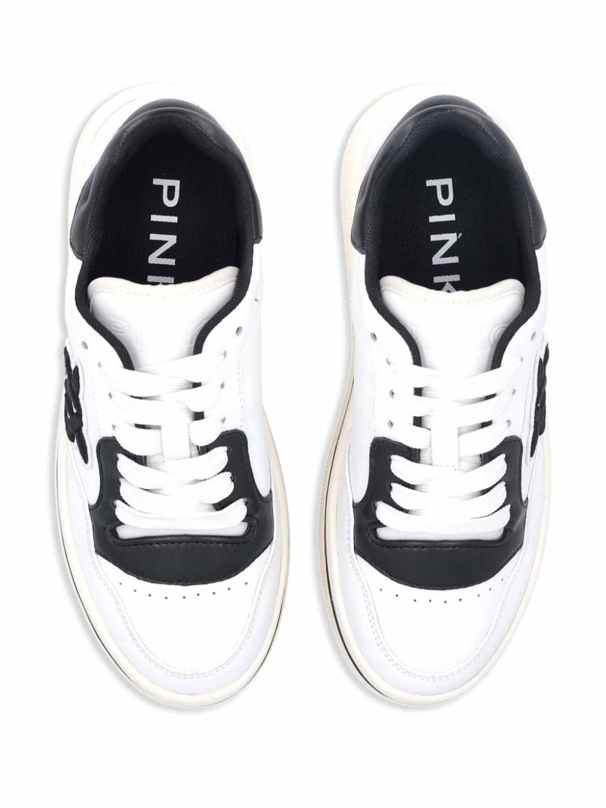 Shop Pinko Leather Sneakers In Black