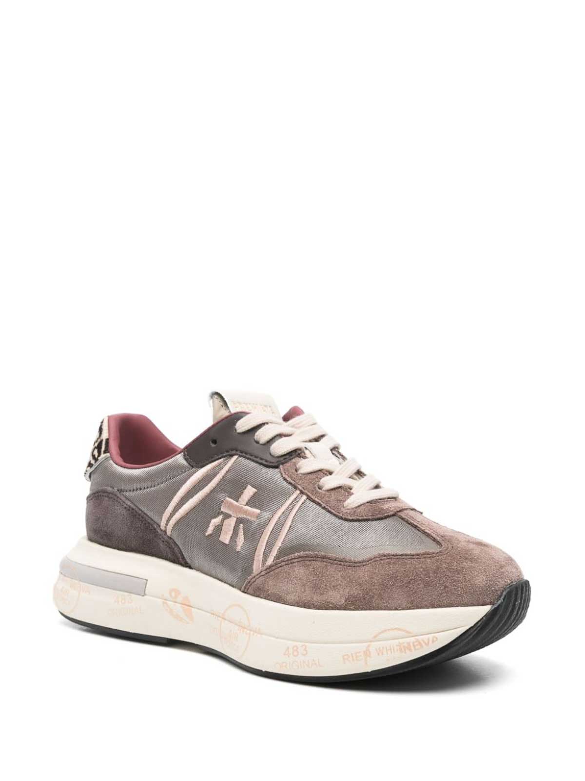 Shop Premiata Panelled Sneakers In Brown