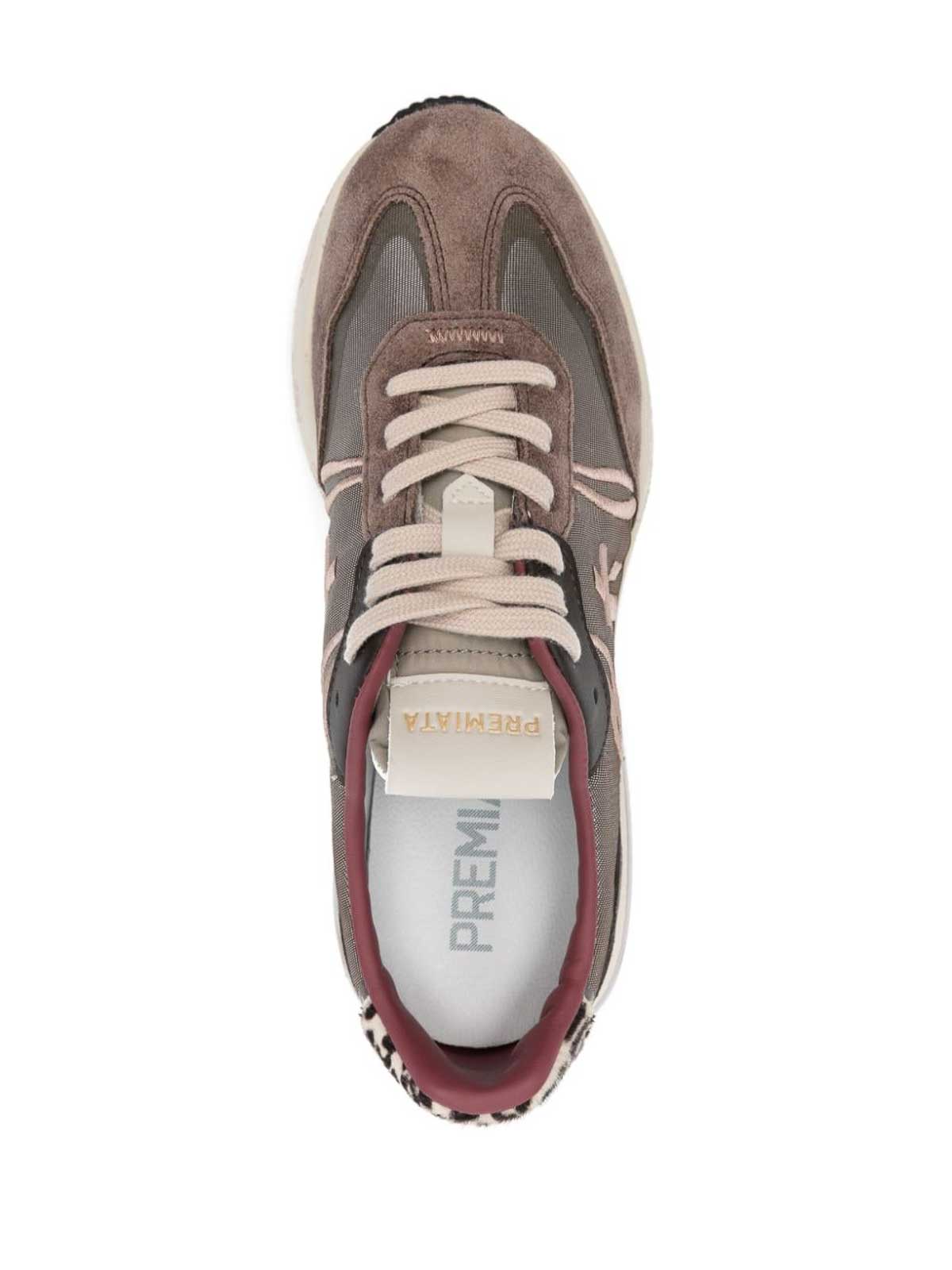 Shop Premiata Panelled Sneakers In Brown